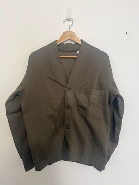 Uniqlo Men's Olive Green Button Cardigan